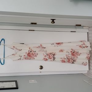 Lulu's cream and pink floral maxi wrap dress